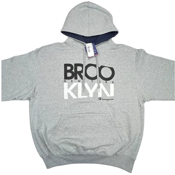 New Champion Unisex US M Grey Hoodie Sport Casual Printed Long Sleeve Pullover  - Picture 3 of 12